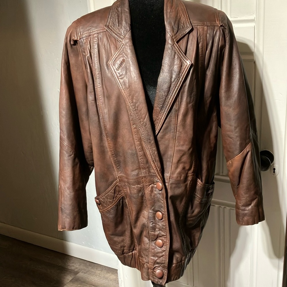 Vintage Brown Leather Jacket Size M